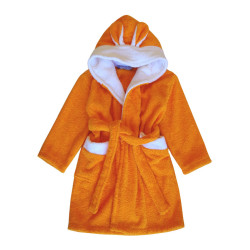 Памучен бебешки халат с уши Оранжев